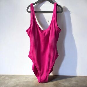 Michael Kors Swimsuit 12 Hot Pink Barbie High Leg Retro Low Scoop Back One Piece